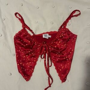 Red Star-Patterned Camisole